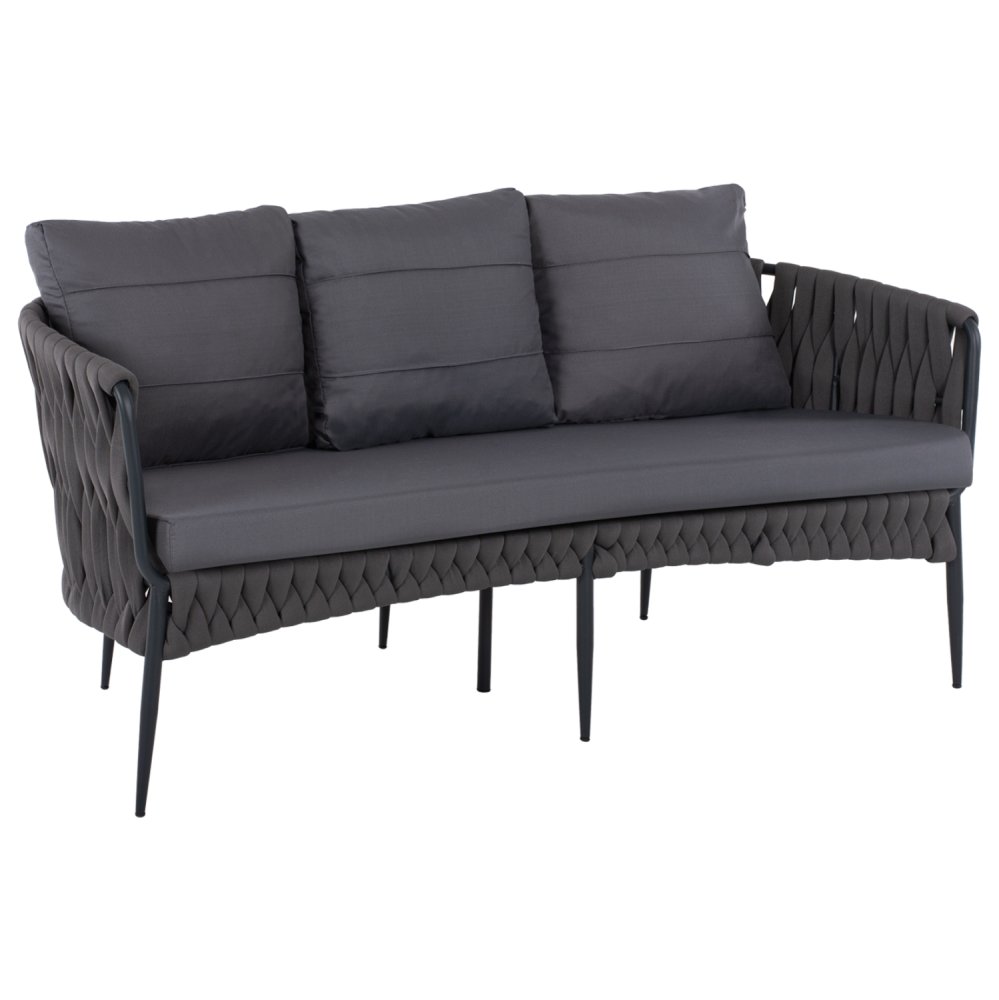 3-SITZ SOFA ANTHRAZIT-HELLGRAU MIT ALUMINIUMRAHMEN 188x76x95 cm