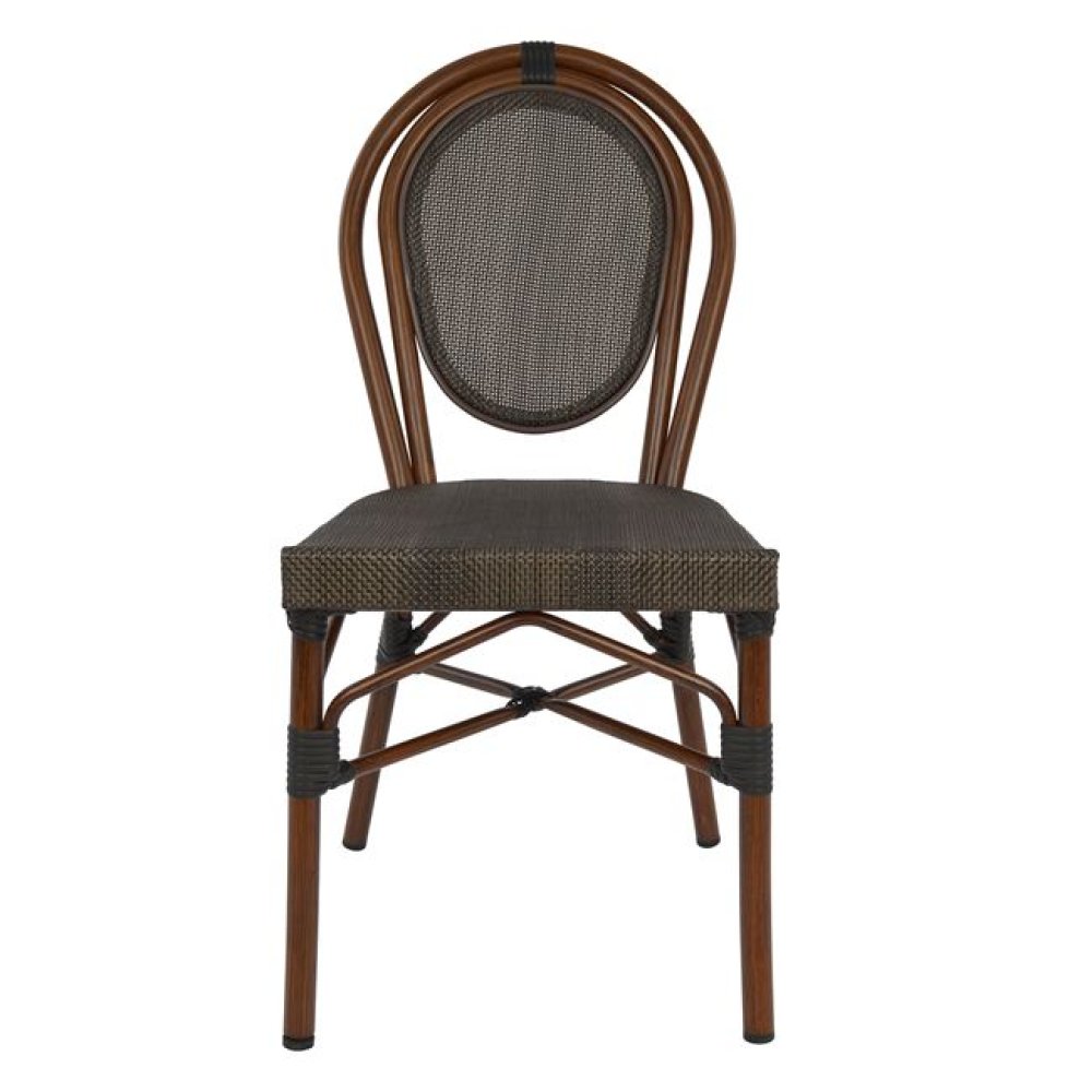 Aluminum chair with a bamboo look in brown
