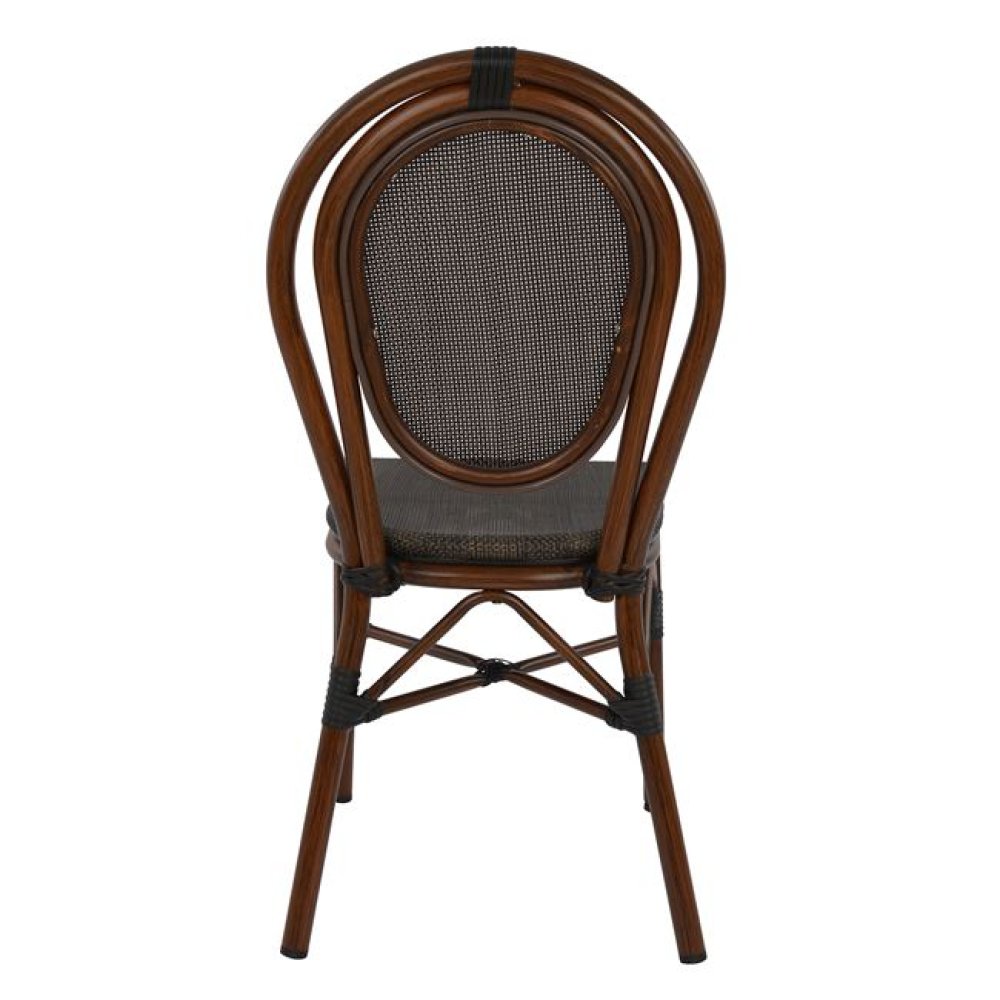 Aluminum chair with a bamboo look in brown