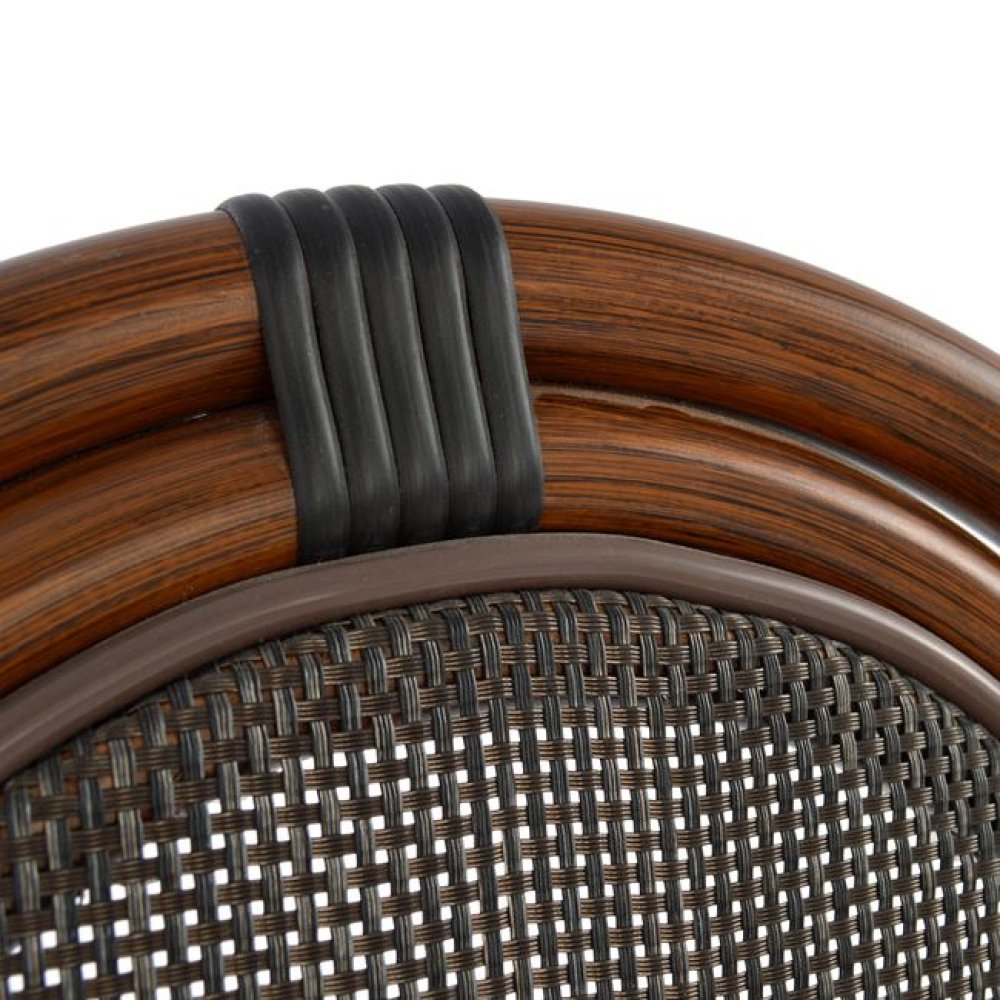 Aluminum chair with a bamboo look in brown