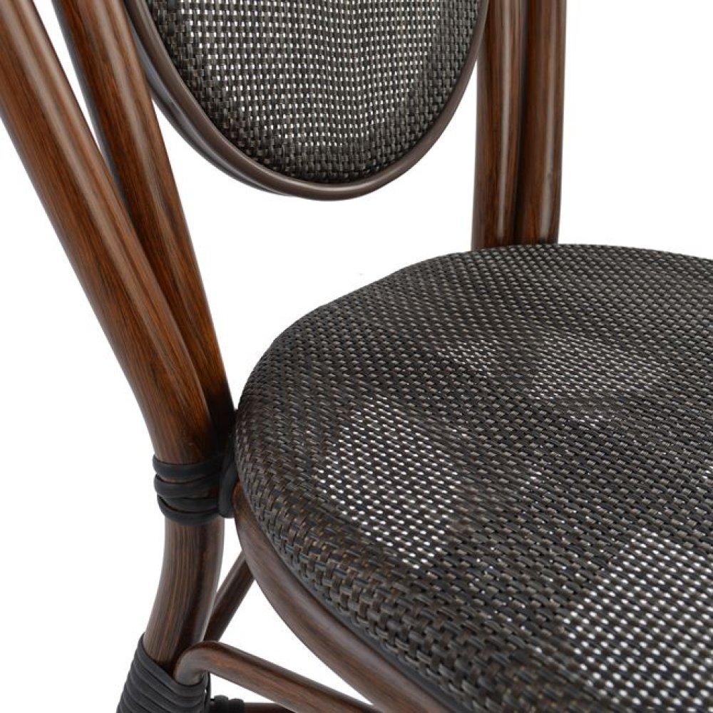 Aluminum chair with a bamboo look in brown