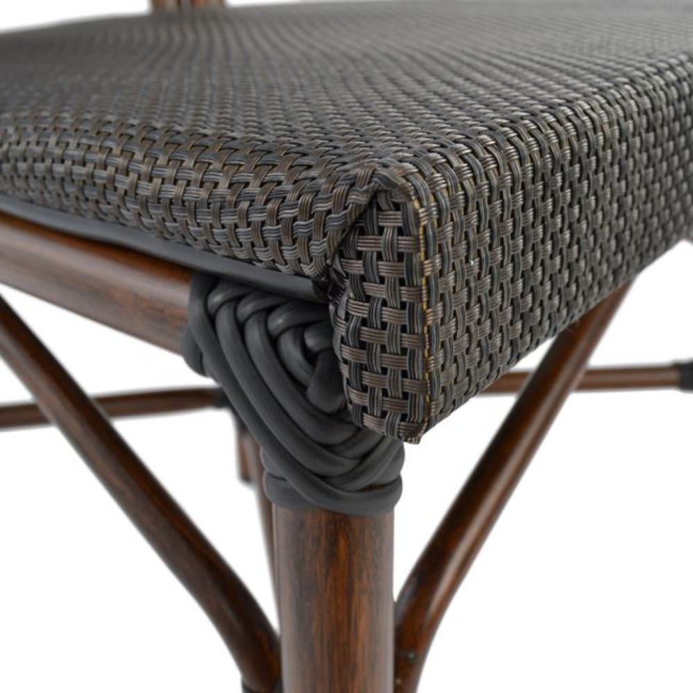 Aluminum chair with a bamboo look in brown