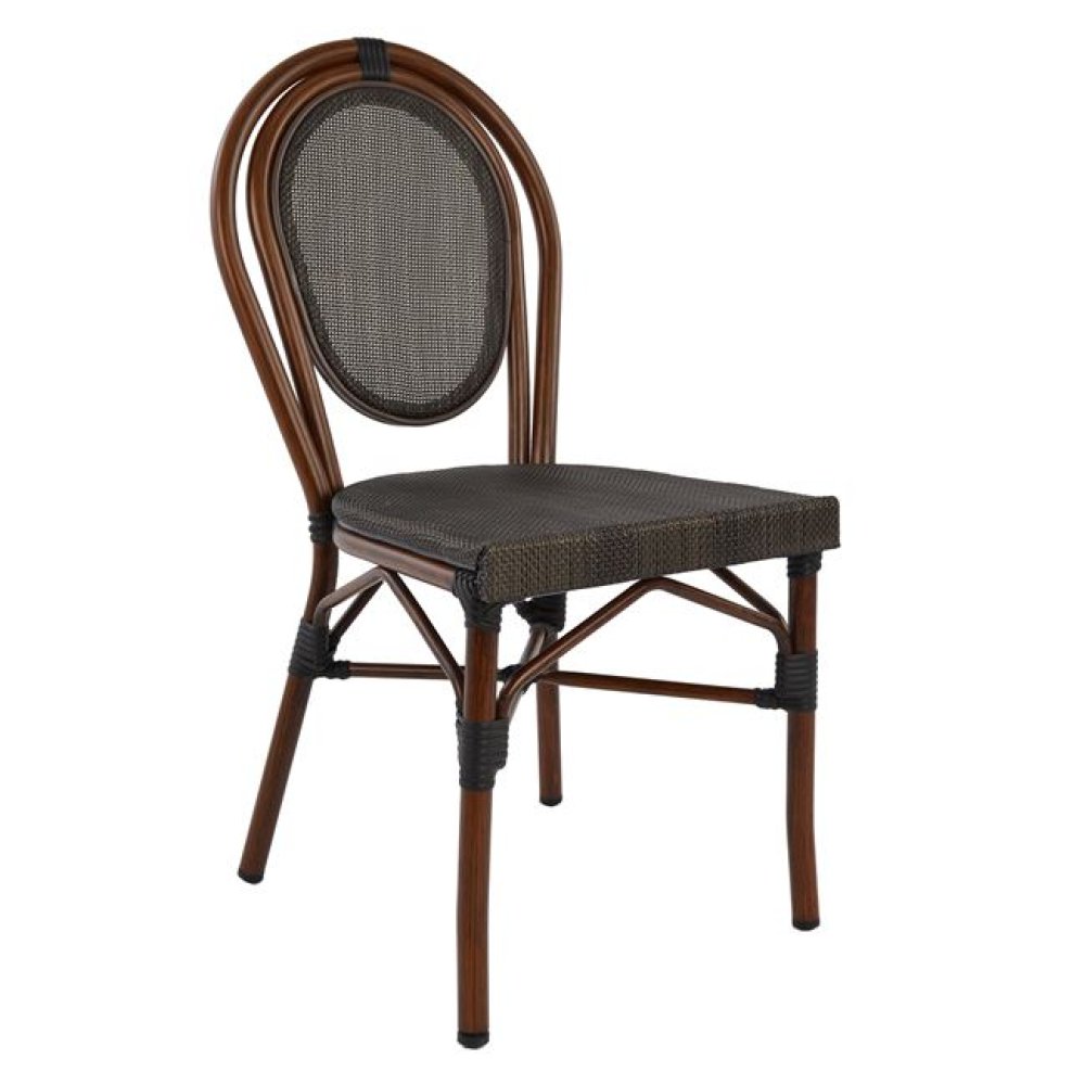 Aluminum chair with a bamboo look in brown