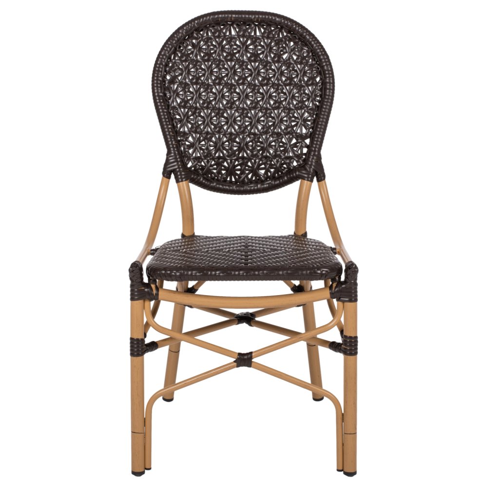 STUHL ALUMINIUM-BAMBUS-OPTIK UND PE-RATTAN IN BRAUN 47x58x95cm