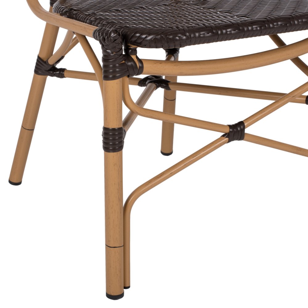 STUHL ALUMINIUM-BAMBUS-OPTIK UND PE-RATTAN IN BRAUN 47x58x95cm