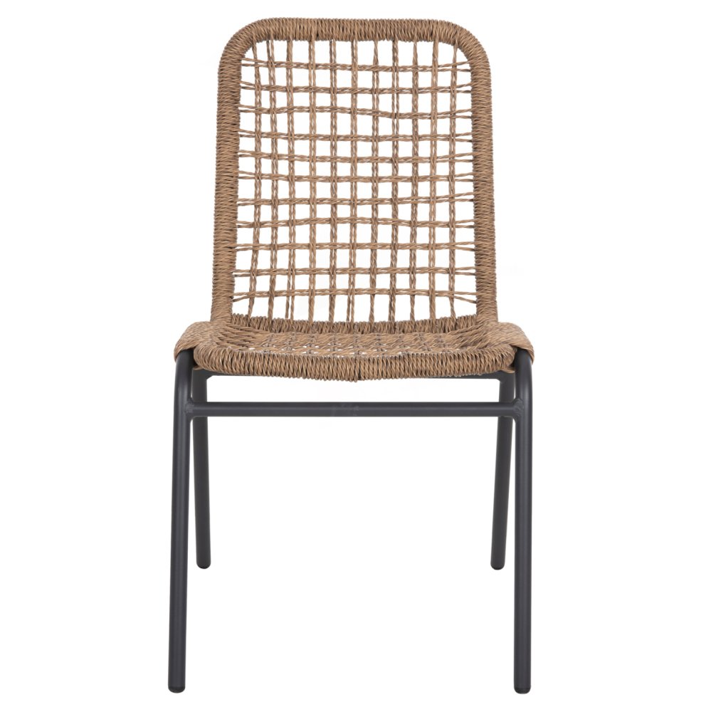 ALUMINIUMSTUHL ANTHRAZITGESTELL - BEIGES SYNTHETISCHES RATTAN 46x59x80Hcm