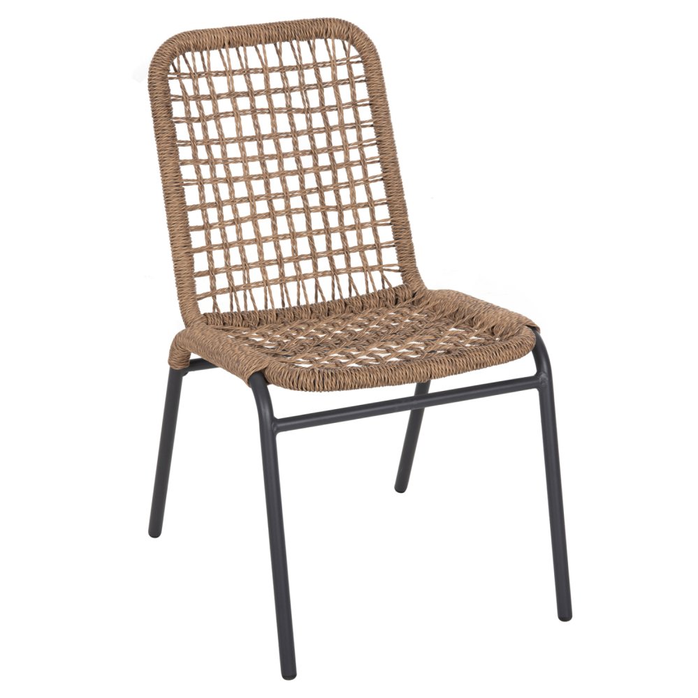 ALUMINIUMSTUHL ANTHRAZITGESTELL - BEIGES SYNTHETISCHES RATTAN 46x59x80Hcm