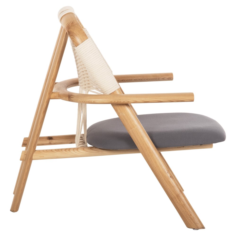 DESIGN STUHL SESSEL AUS ESCHENHOLZ UND SEIL NATUR