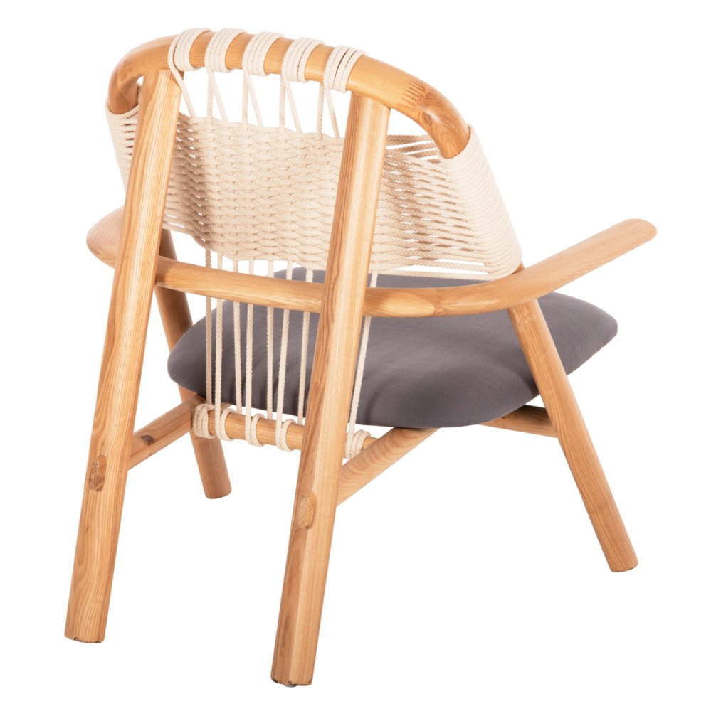 DESIGN STUHL SESSEL AUS ESCHENHOLZ UND SEIL NATUR