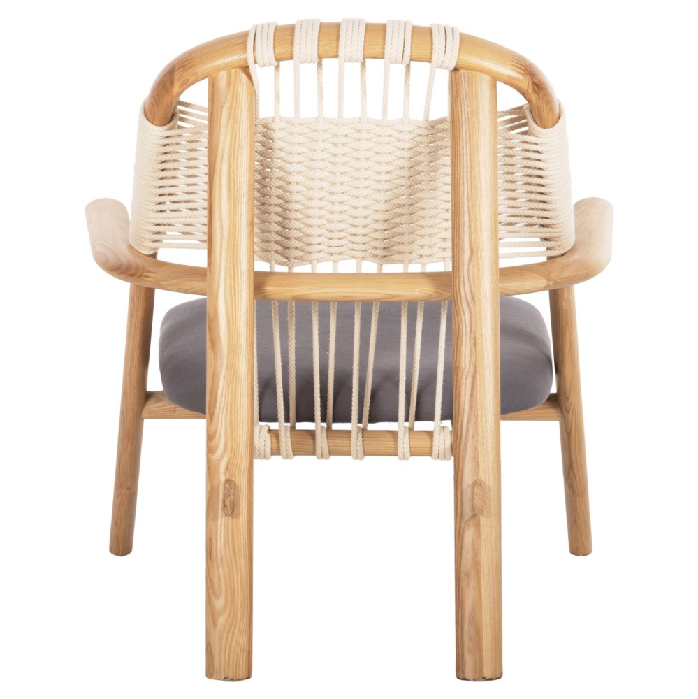 DESIGN STUHL SESSEL AUS ESCHENHOLZ UND SEIL NATUR