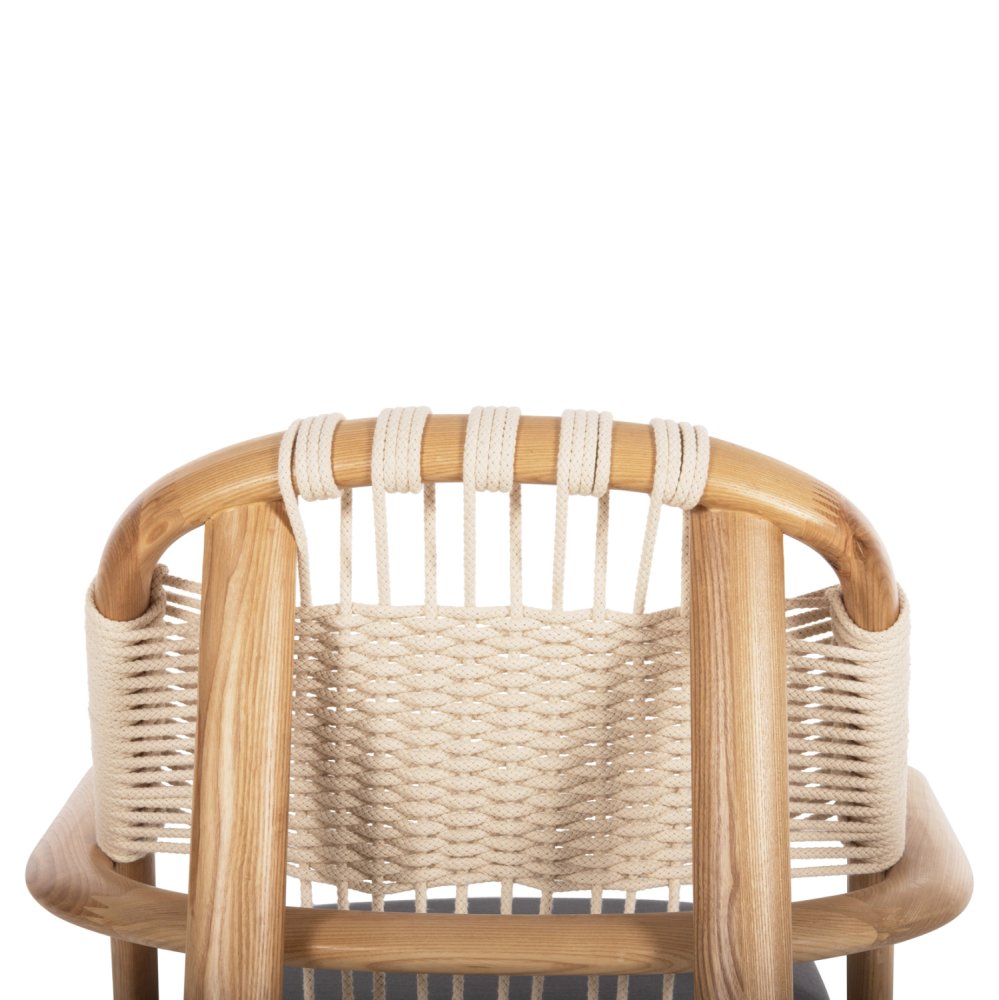 DESIGN STUHL SESSEL AUS ESCHENHOLZ UND SEIL NATUR