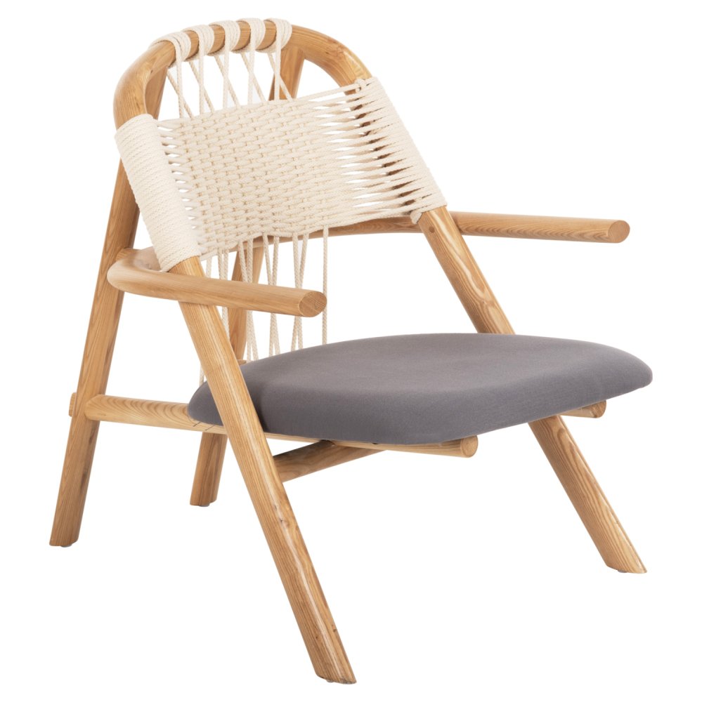 DESIGN STUHL SESSEL AUS ESCHENHOLZ UND SEIL NATUR