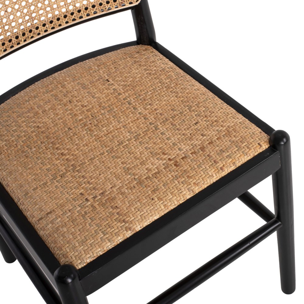 STUHL AUS SCHWARZBEIGEM RATTAN 43x50x87 cm