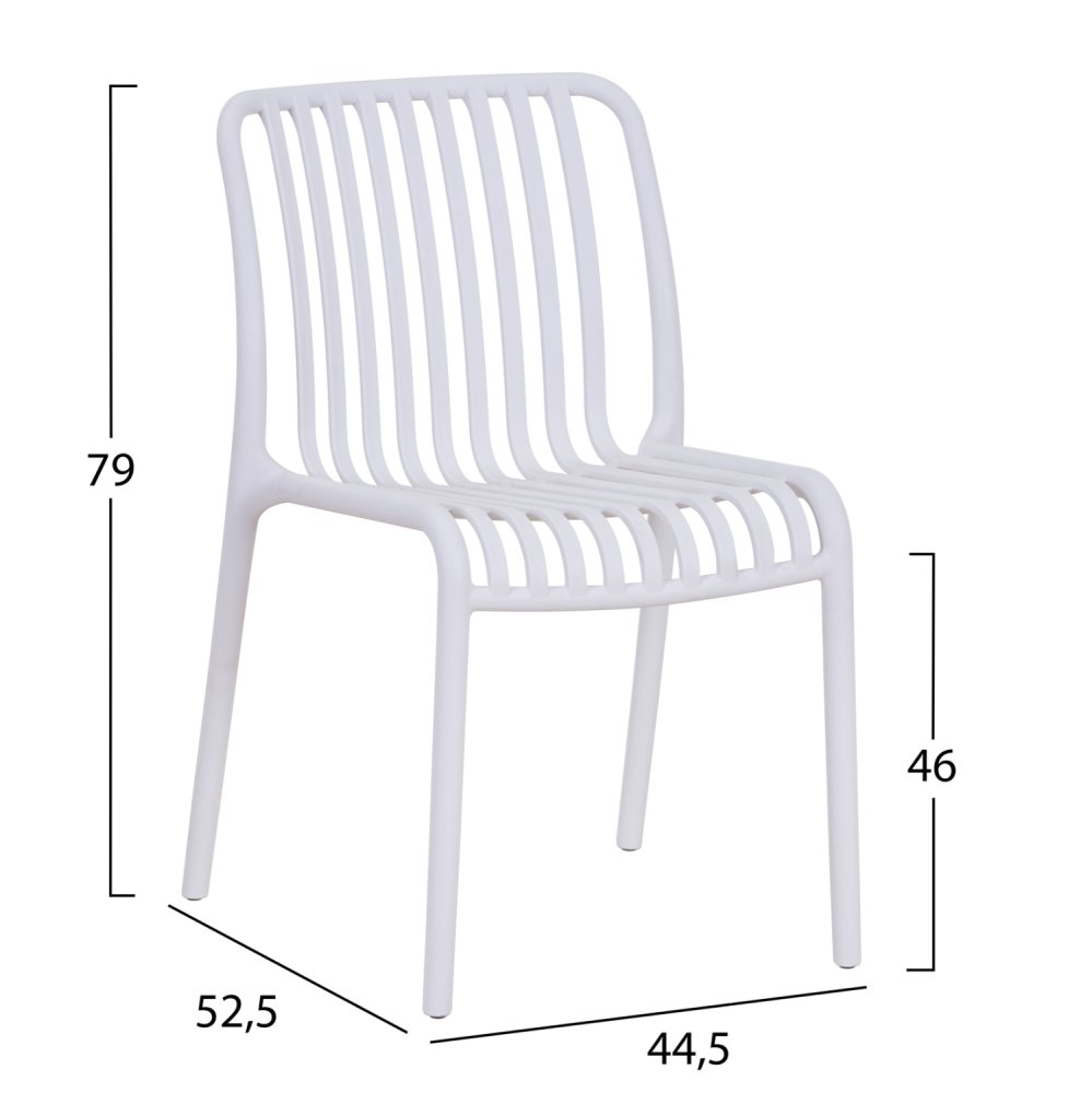 STUHL OUTDOOR CONVEE POLYPROPYLEN IN WEIß 52,5x44,5x79Hcm
