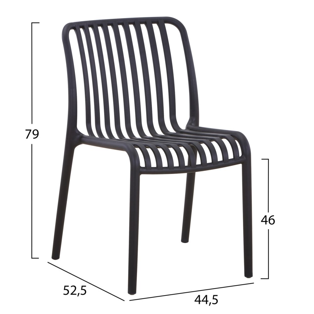 STUHL OUTDOOR CONVEE POLYPROPYLEN IN SCHWARZ 52,5x44,5x79Hcm