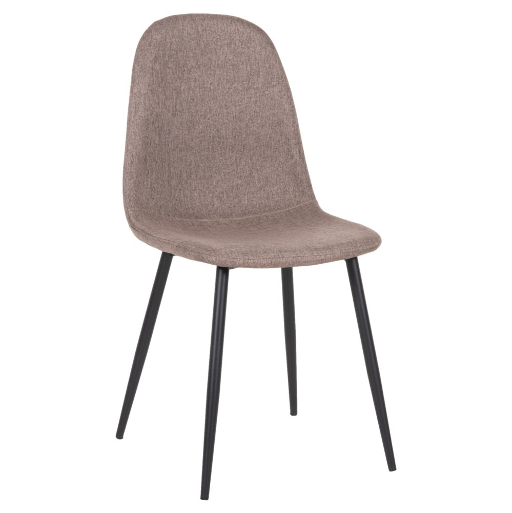 DINING CHAIR BEIGE FABRIC & BLACK METAL LEGS 42x49,5x89Hcm