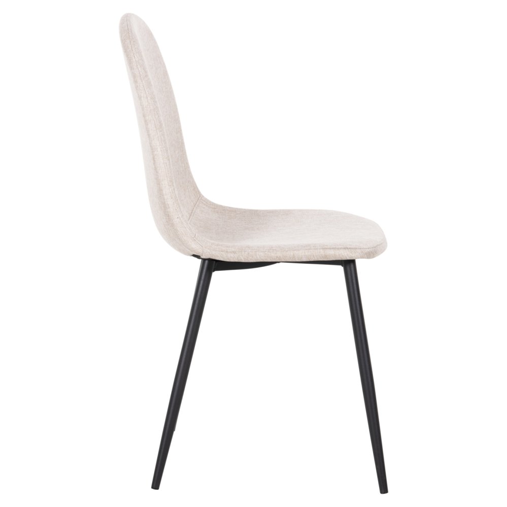 DINING CHAIR ECRU FABRIC & BLACK METAL LEGS 42x49,5x89Hcm