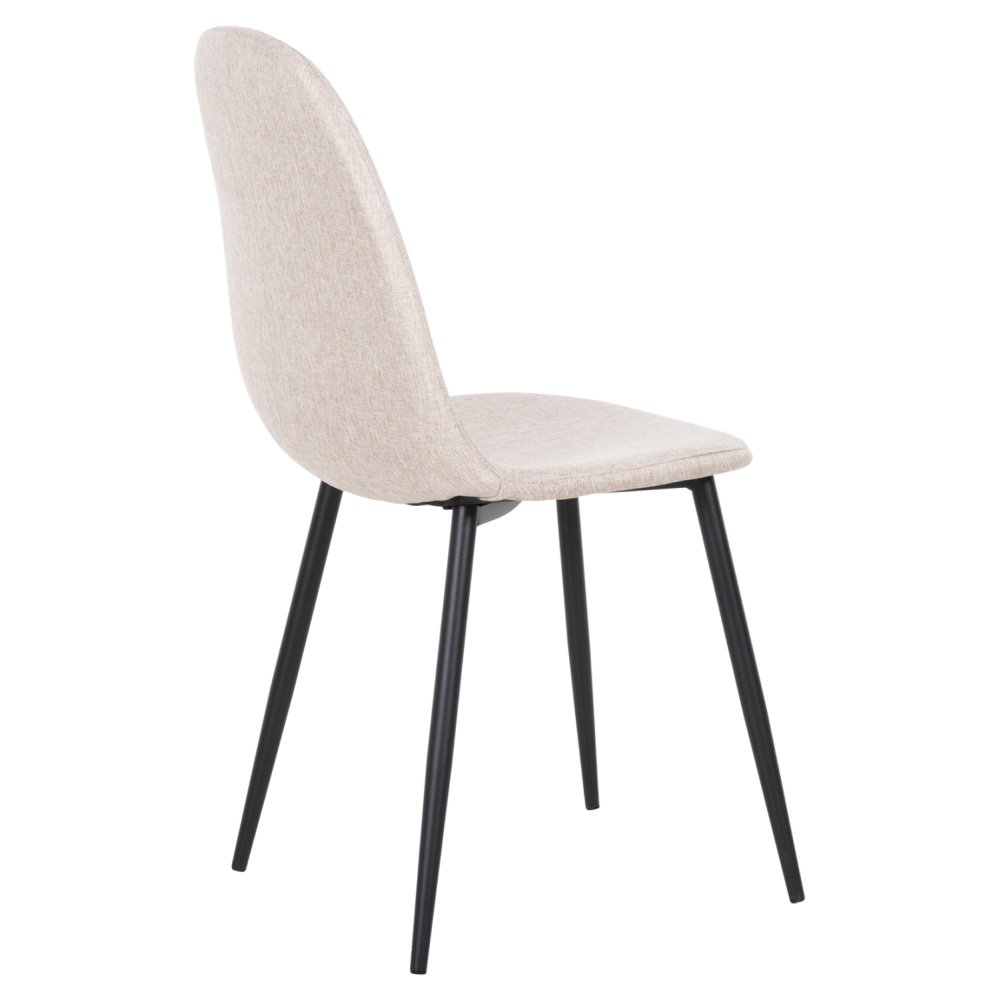DINING CHAIR ECRU FABRIC & BLACK METAL LEGS 42x49,5x89Hcm
