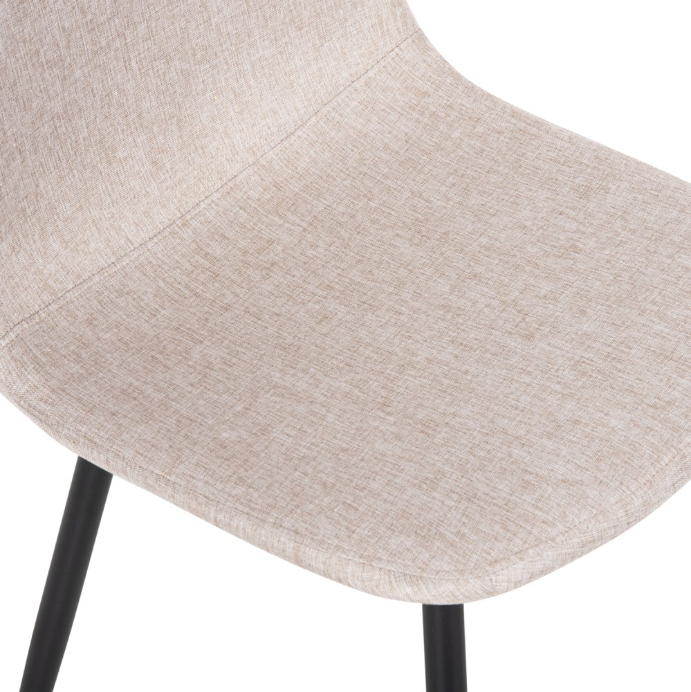 DINING CHAIR ECRU FABRIC & BLACK METAL LEGS 42x49,5x89Hcm