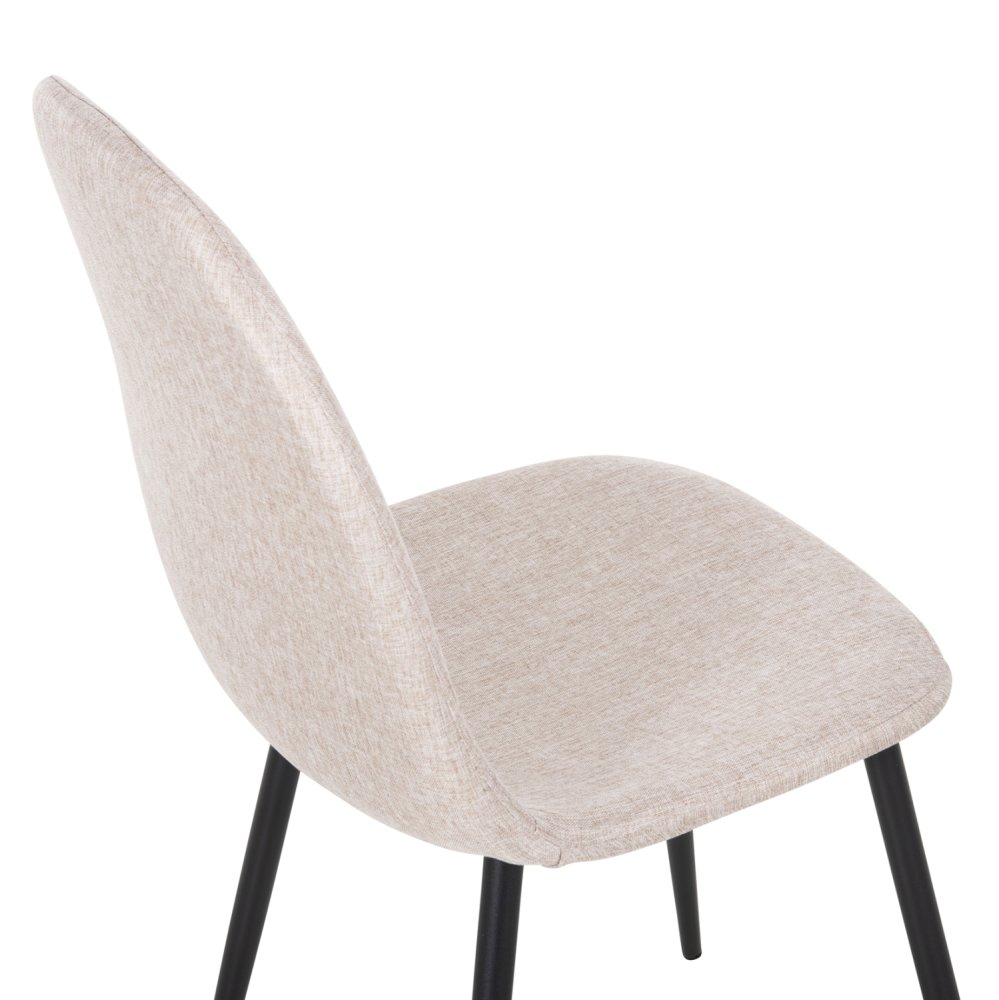 DINING CHAIR ECRU FABRIC & BLACK METAL LEGS 42x49,5x89Hcm