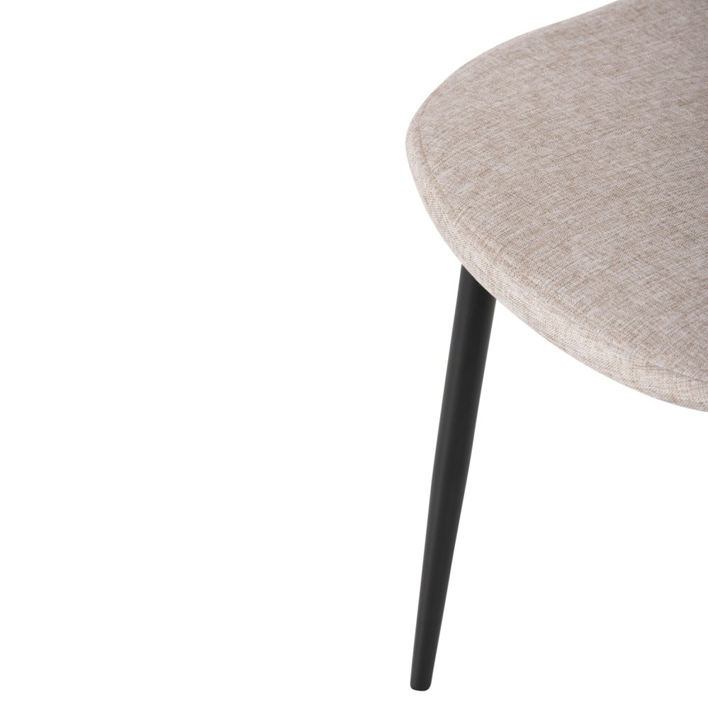DINING CHAIR ECRU FABRIC & BLACK METAL LEGS 42x49,5x89Hcm
