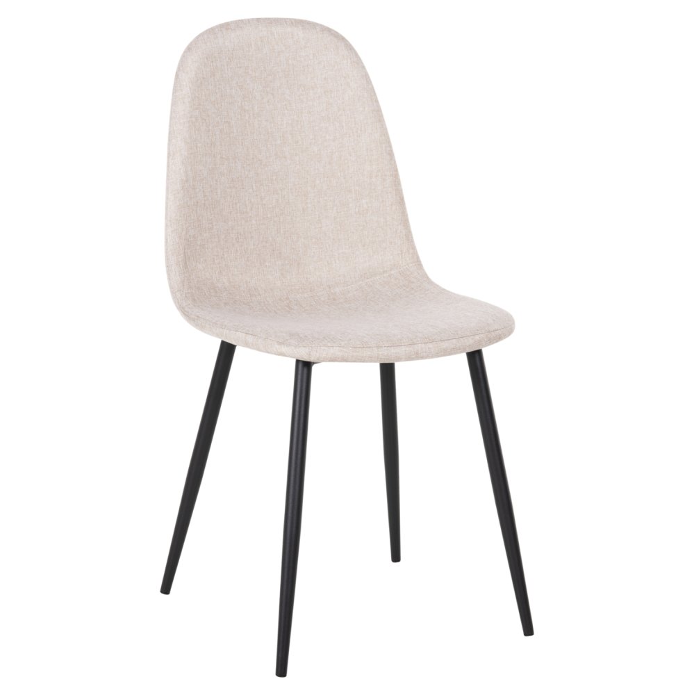 DINING CHAIR ECRU FABRIC & BLACK METAL LEGS 42x49,5x89Hcm