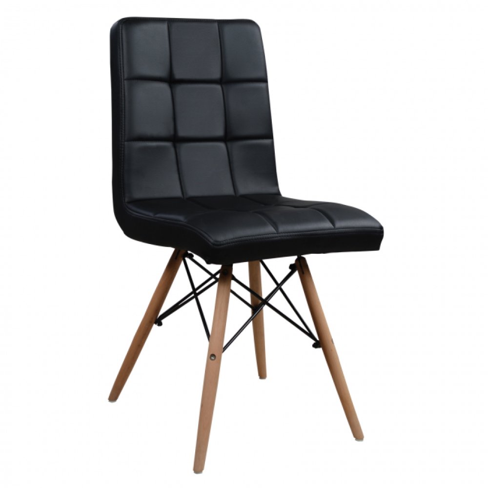 Designstuhl inspiriert EAMES, kunstleder PU, scwharz