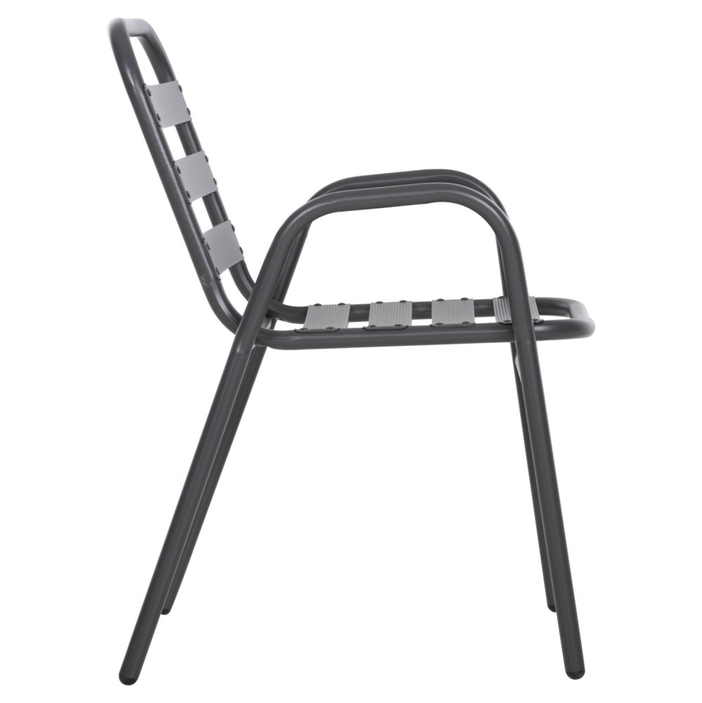 STUHL METALLRAHMEN-RÜCKENLEHNE & ALUMINIUM-SITZ-GRAU
