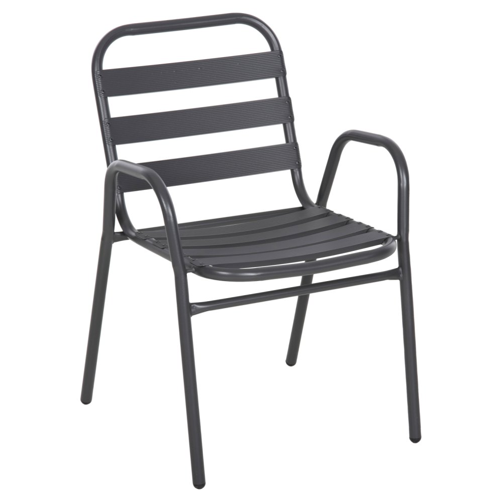 STUHL METALLRAHMEN-RÜCKENLEHNE & ALUMINIUM-SITZ-GRAU