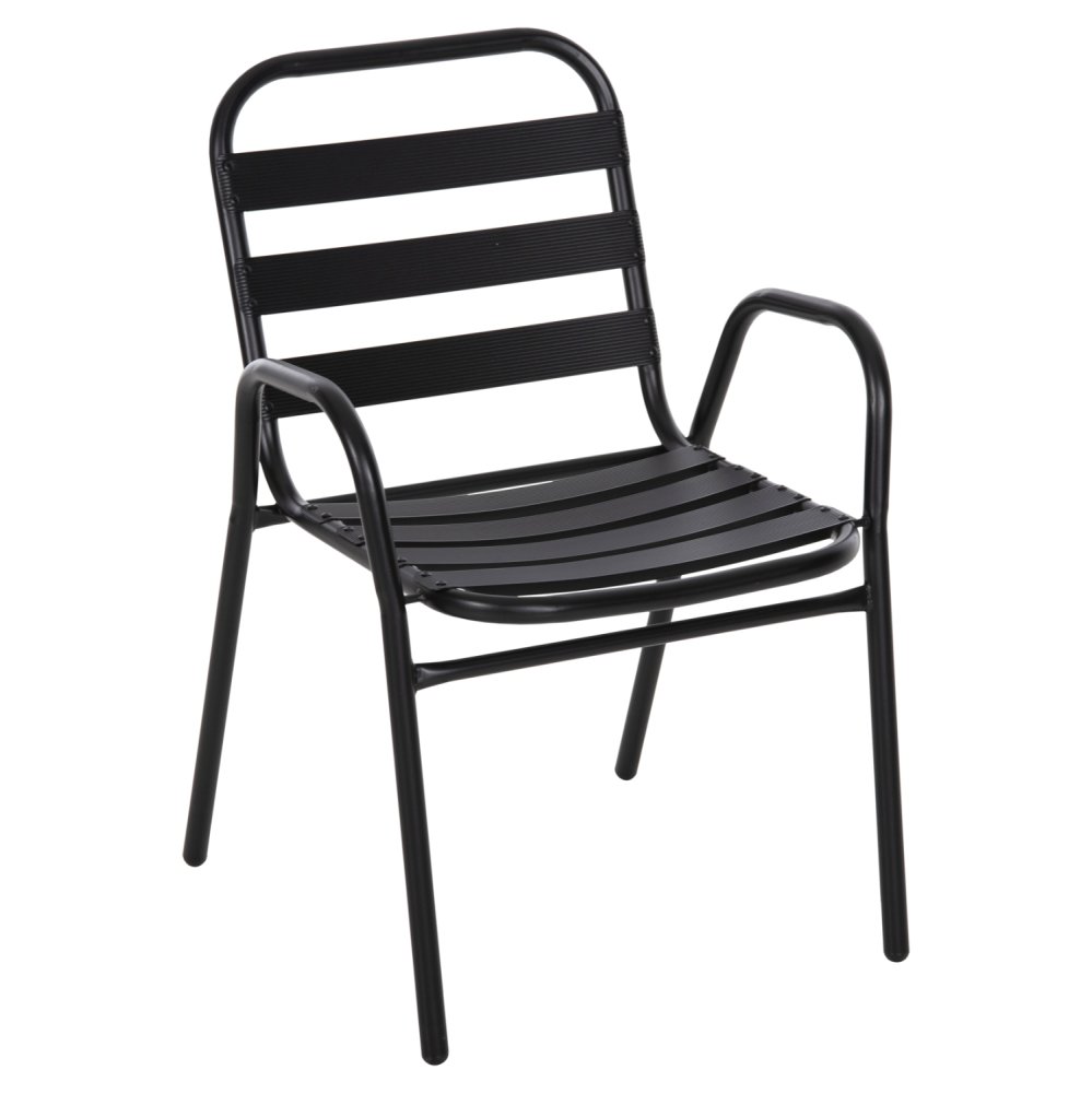 STUHL METALLGESTELL, SITZ UND RÜCKENLEHNE AUS ALUMINIUM, SCHWARZ, 54 x 56 x 79 Hcm
