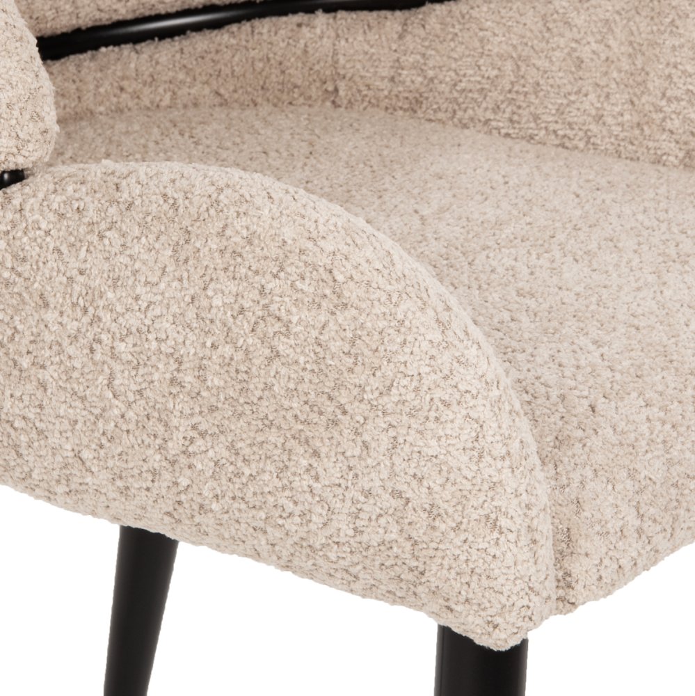 STUHL SARKY BOUCLE STOFF EKRU MIT METALLBEINEN 55x62x89cm