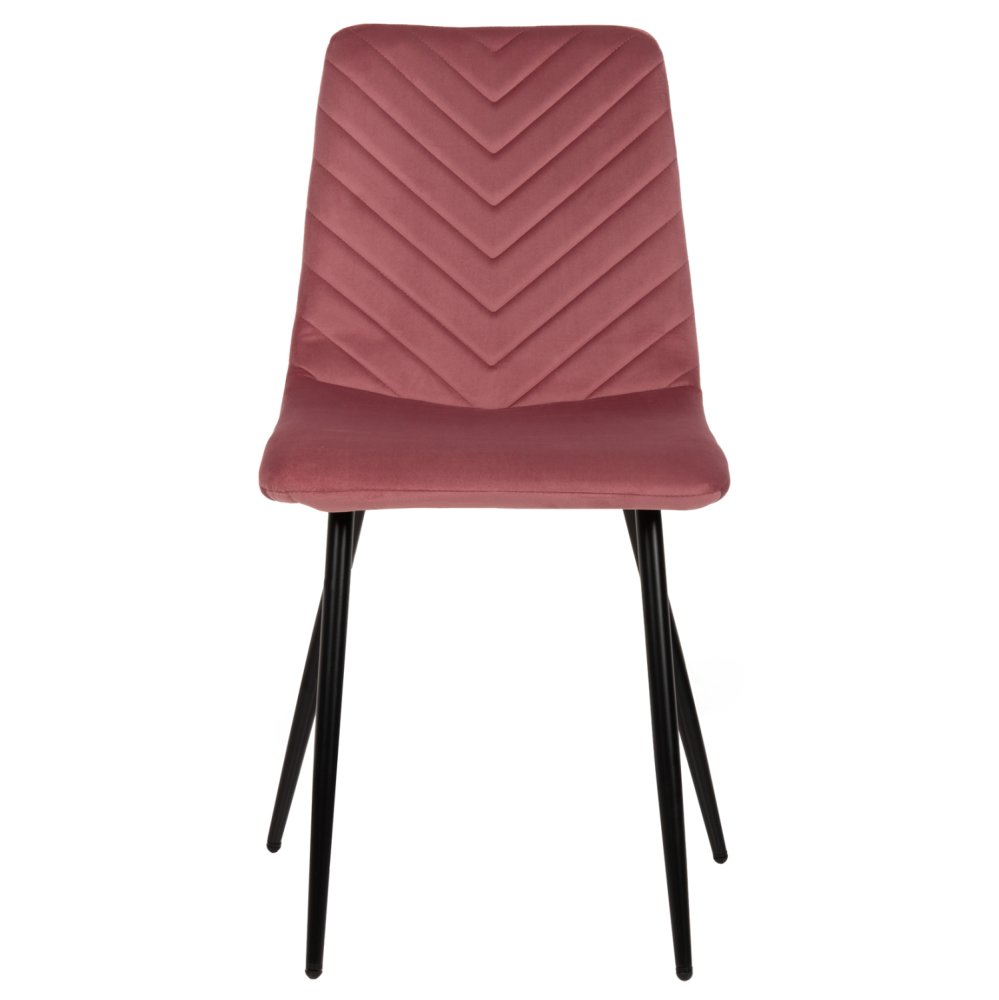 STUHL LATRELL AUS ROSE SAMT MIT SCHWARZEN METALLBEINEN 43x54x88cm