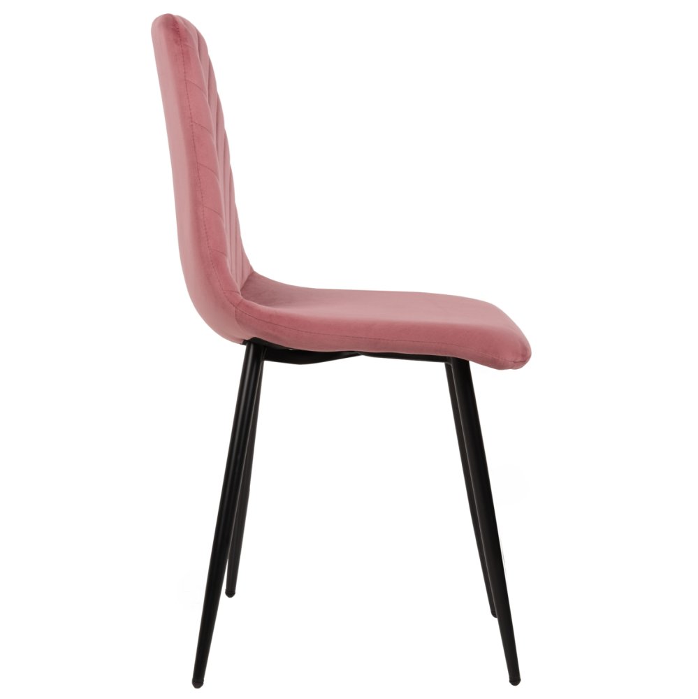 STUHL LATRELL AUS ROSE SAMT MIT SCHWARZEN METALLBEINEN 43x54x88cm
