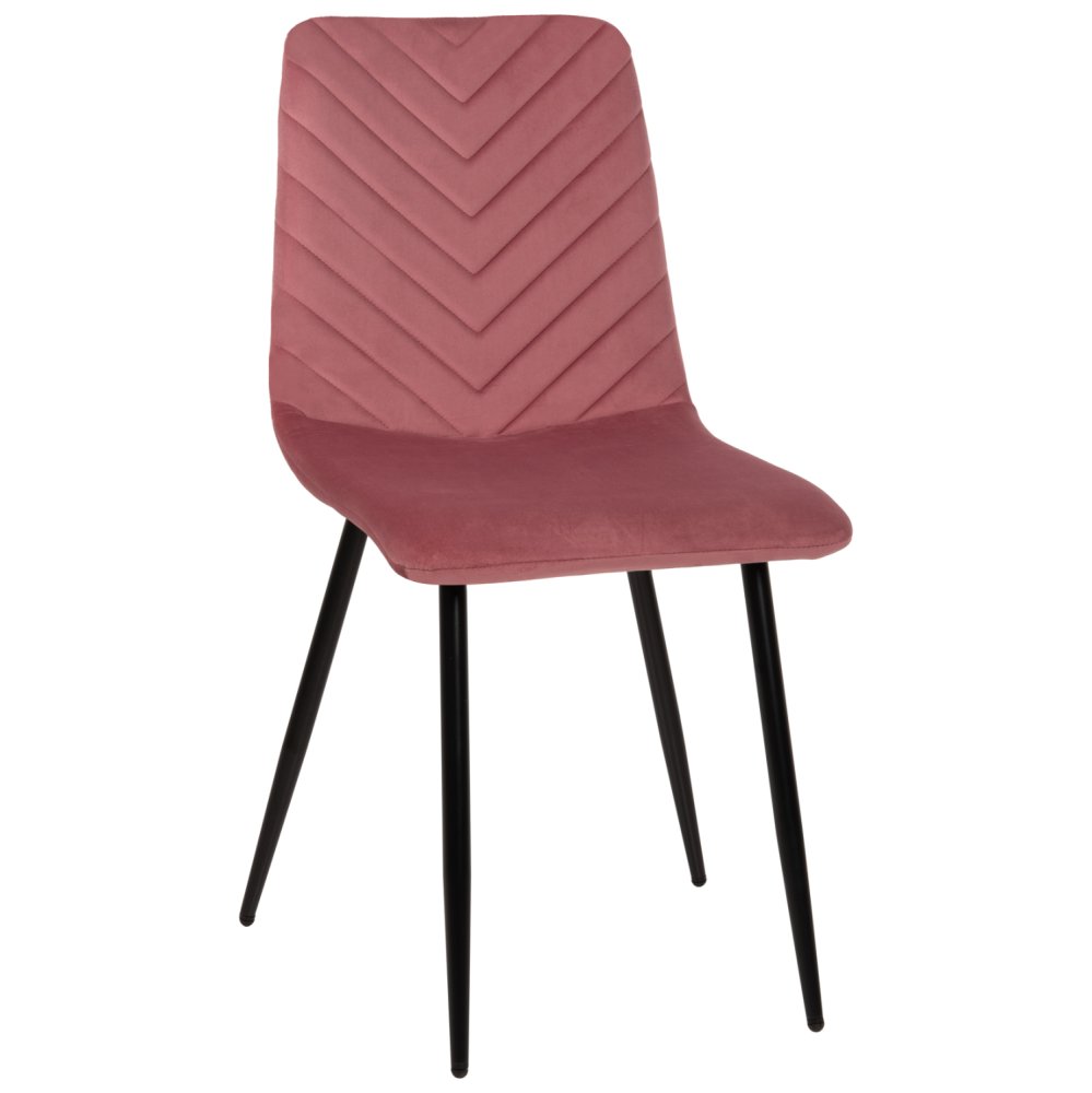 STUHL LATRELL AUS ROSE SAMT MIT SCHWARZEN METALLBEINEN 43x54x88cm