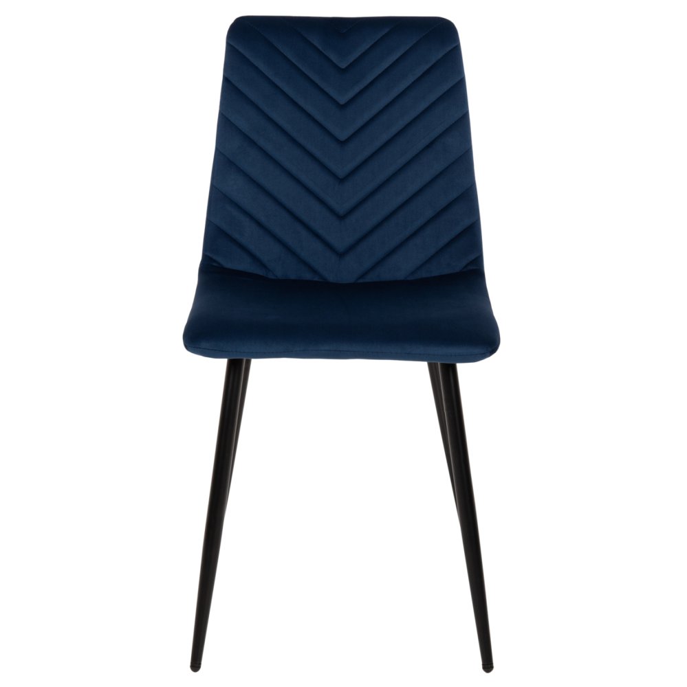 STUHL LATRELL AUS BLAU SAMT MIT SCHWARZEN METALLBEINEN 43x54x88cm