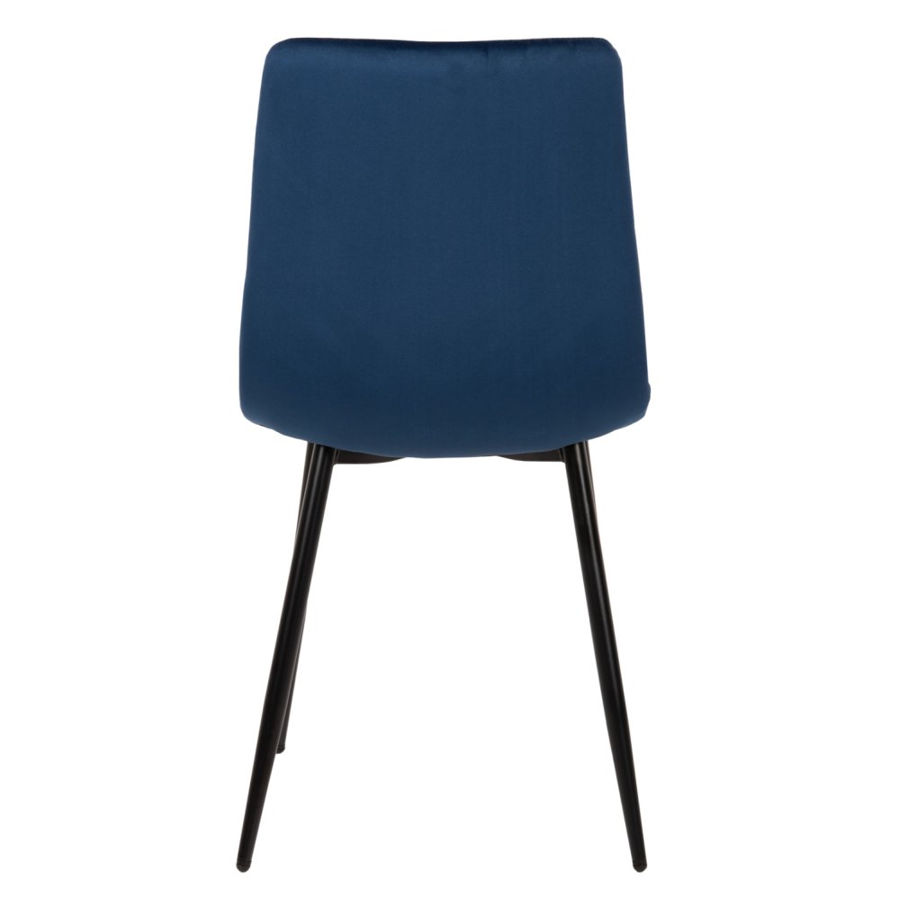 STUHL LATRELL AUS BLAU SAMT MIT SCHWARZEN METALLBEINEN 43x54x88cm