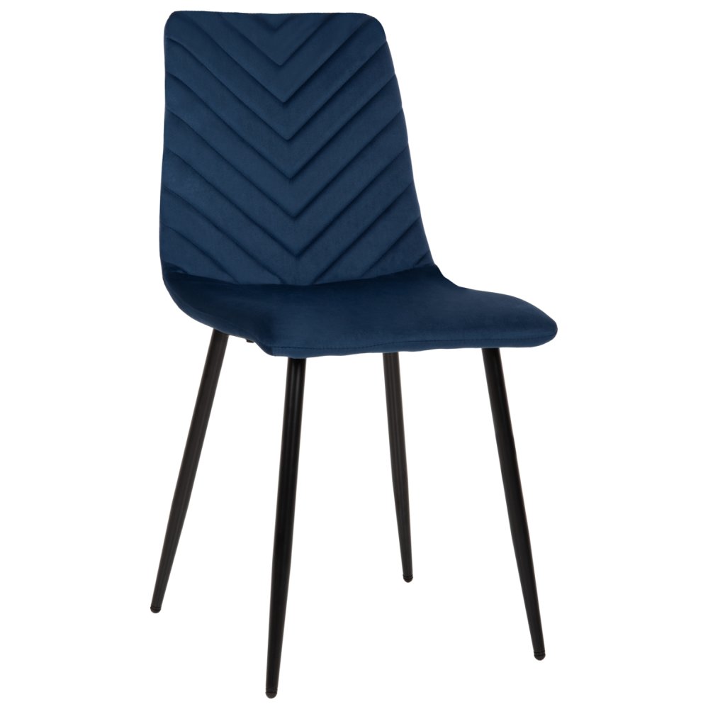 STUHL LATRELL AUS BLAU SAMT MIT SCHWARZEN METALLBEINEN 43x54x88cm