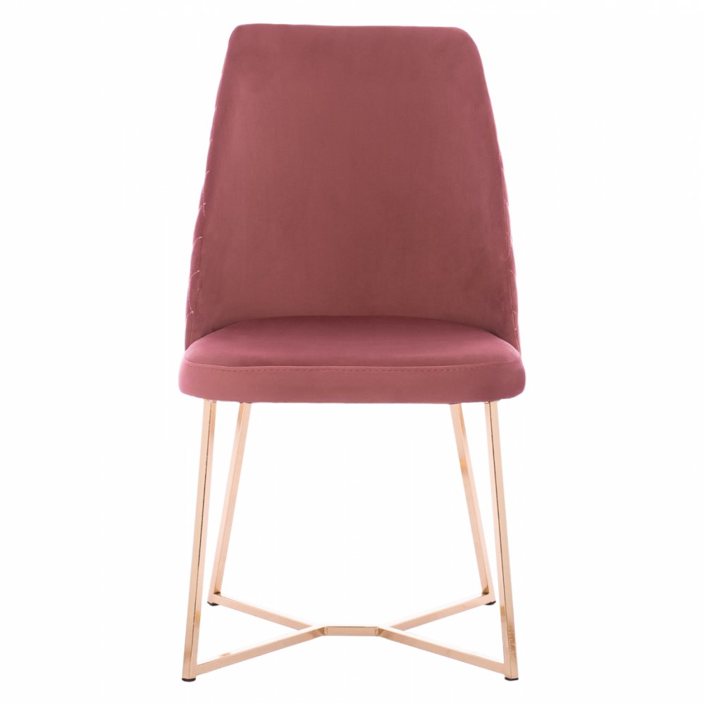 STUHL "ROSALIND" AUS ROSE SAMT MIT METALLGESTELL GOLD 49x62x93 cm