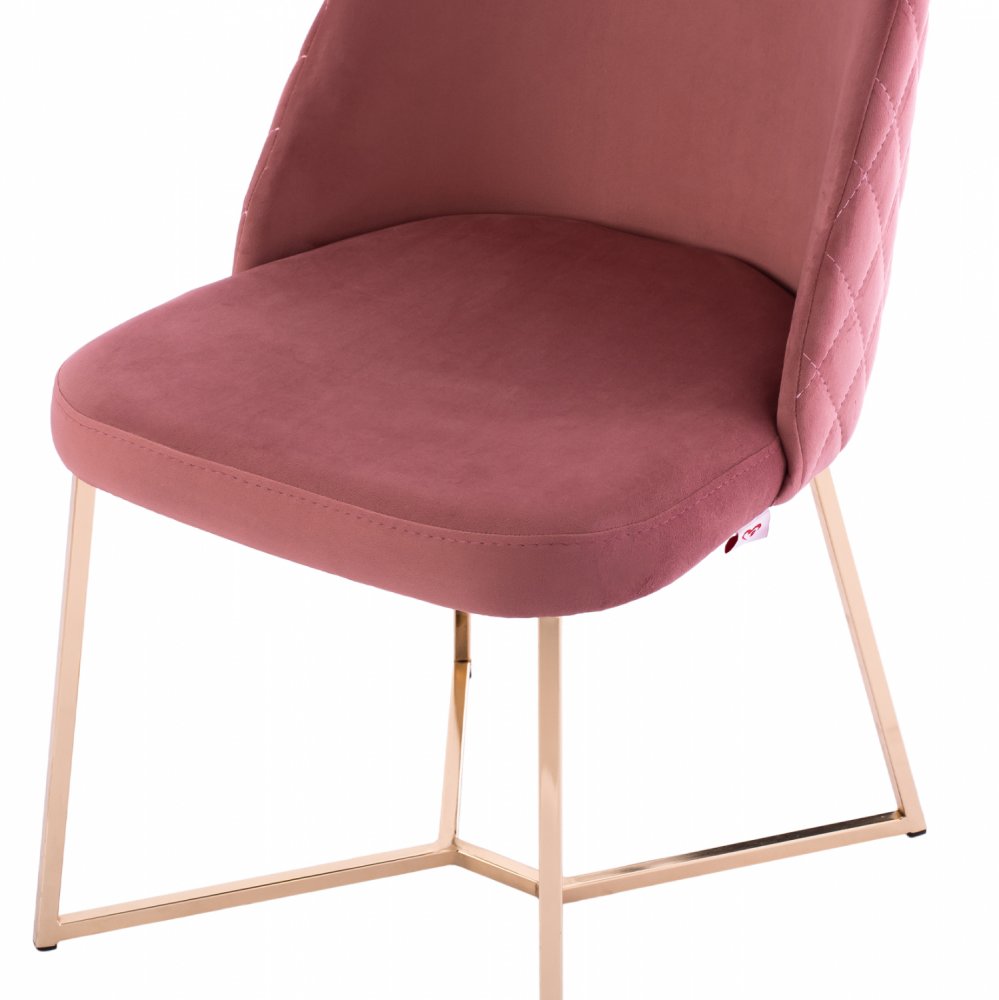 STUHL "ROSALIND" AUS ROSE SAMT MIT METALLGESTELL GOLD 49x62x93 cm