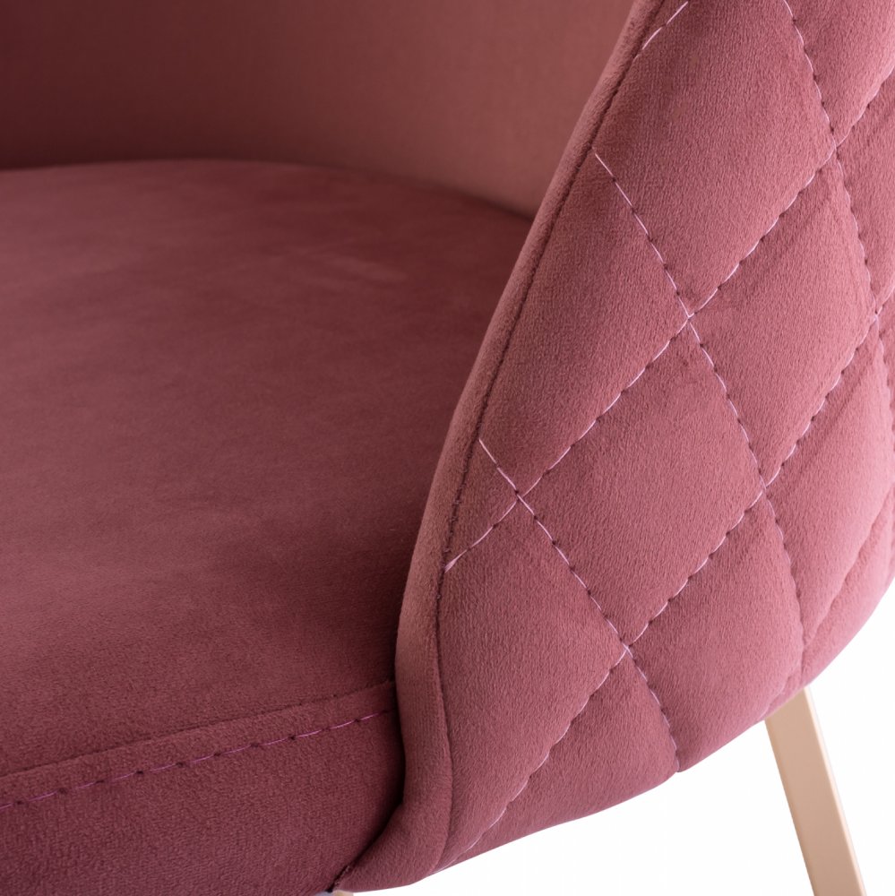 STUHL "ROSALIND" AUS ROSE SAMT MIT METALLGESTELL GOLD 49x62x93 cm