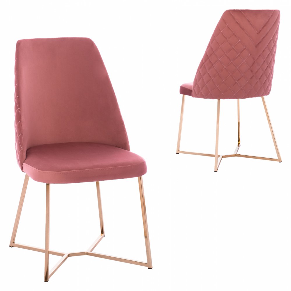 STUHL "ROSALIND" AUS ROSE SAMT MIT METALLGESTELL GOLD 49x62x93 cm