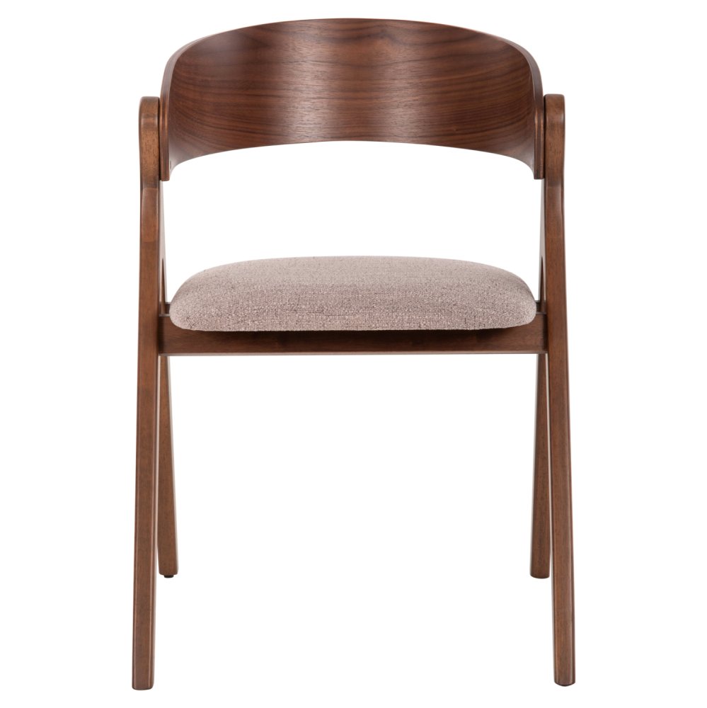 ESSZIMMERSTUHL GUMMIHOLZ IN WALNUSSFARBE-BEIGE STOFFSITZ 56x55x78Hcm