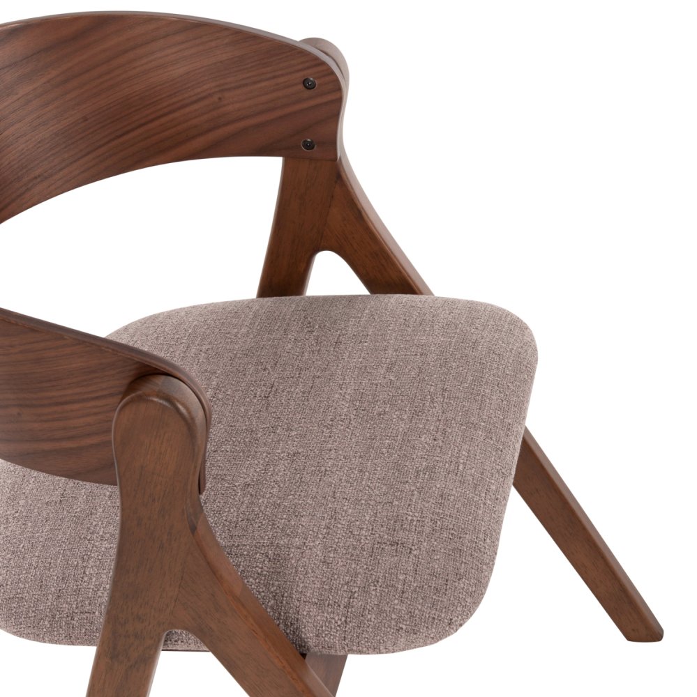 ESSZIMMERSTUHL GUMMIHOLZ IN WALNUSSFARBE-BEIGE STOFFSITZ 56x55x78Hcm
