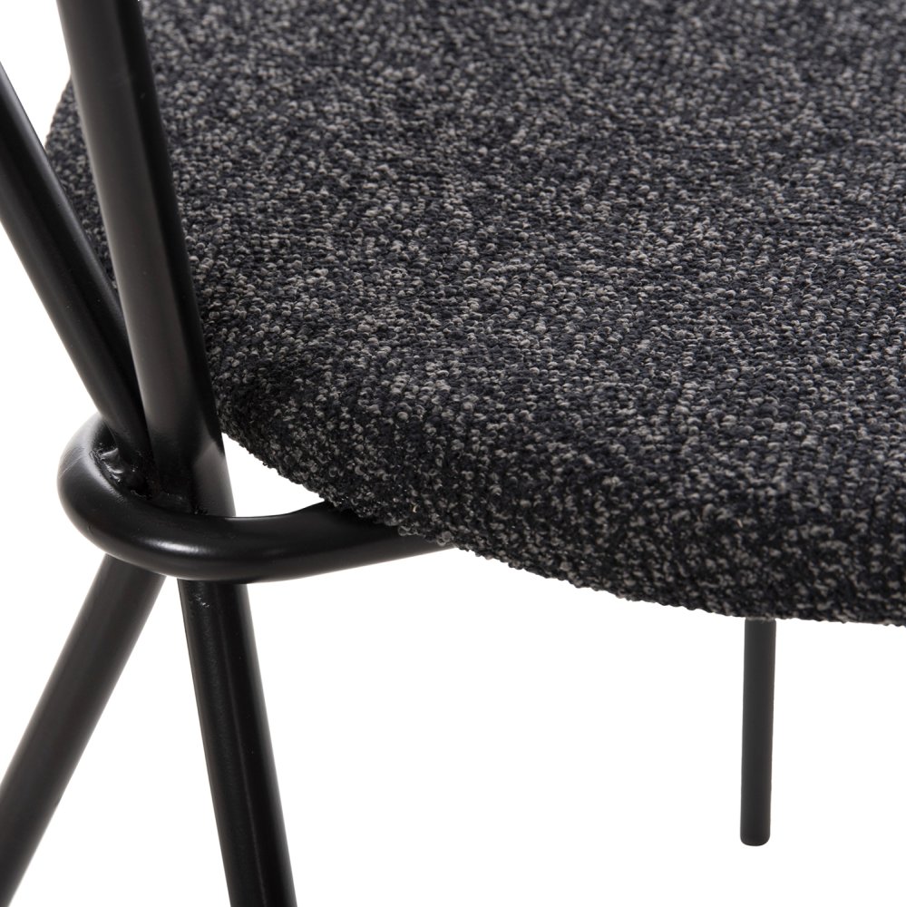 ESSZIMMERSTUHL DORY METALLRAHMEN IN SCHWARZ-STOFF IN DUNKELGRAU 48,5x61x76Hcm