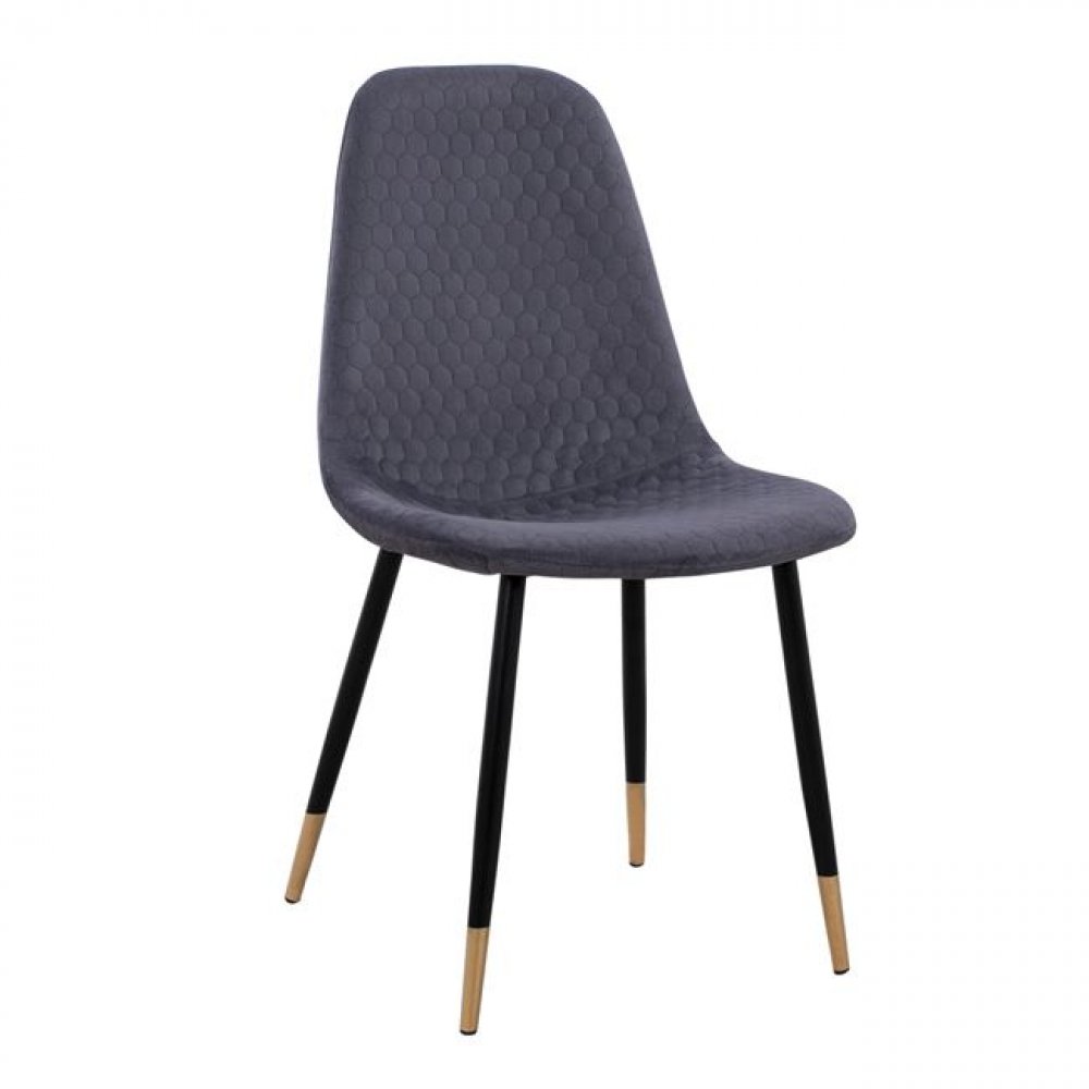 Stuhl Lucille mit Samtstoff in Grau