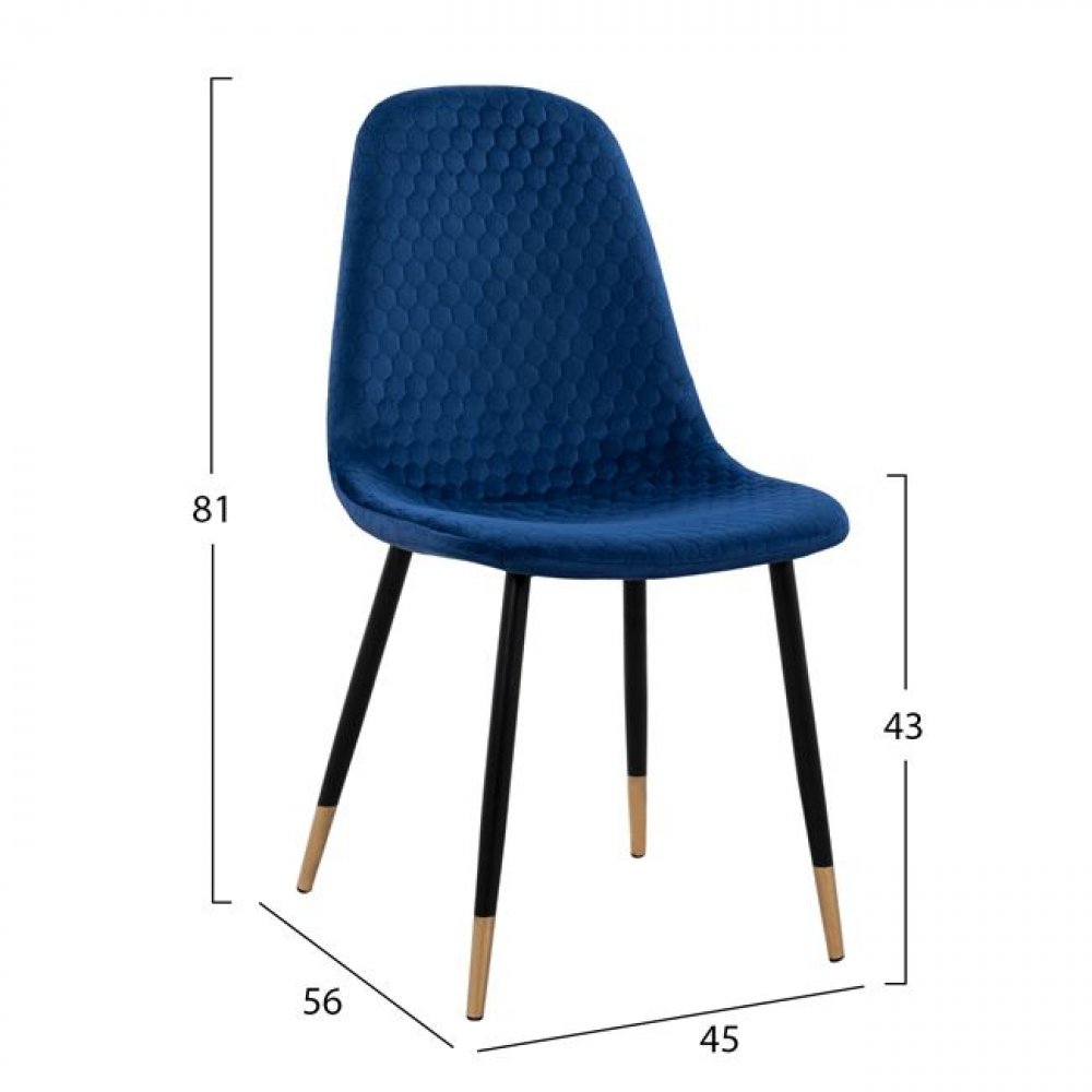 Stuhl Lucille mit Samtstoff in Blau
