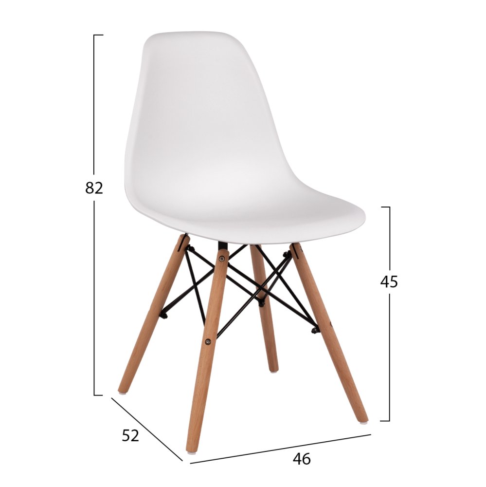 Chair with wooden legs and seat Twist PP white