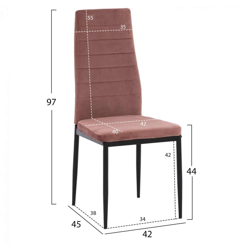 METAL CHAIR LADY ROSE VELVET WITH METAL FRAME K / D