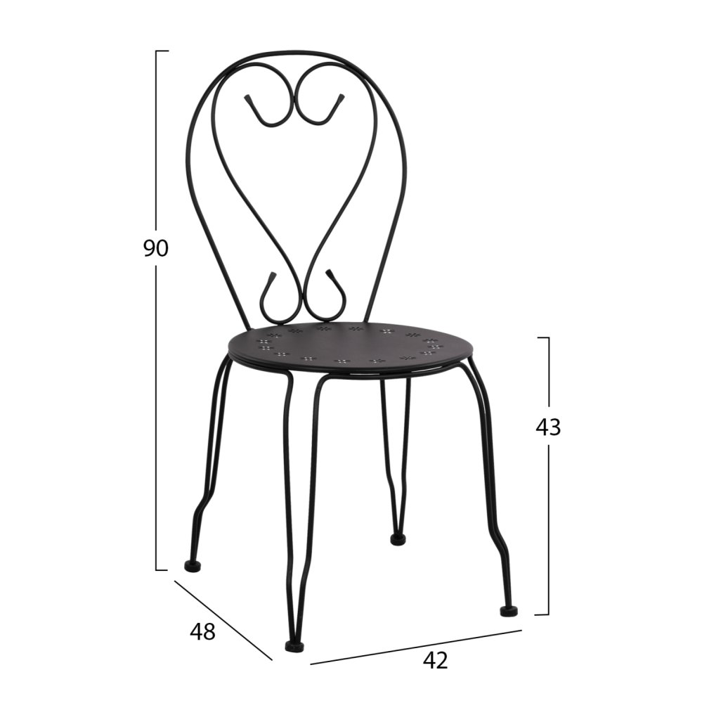 Outdoor-Stuhl aus Metall mit Verzierung in Anthrazit