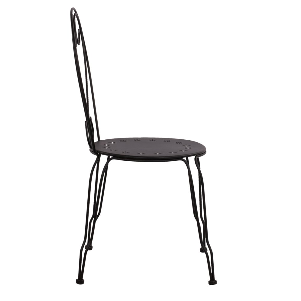 Outdoor-Stuhl aus Metall mit Verzierung in Anthrazit